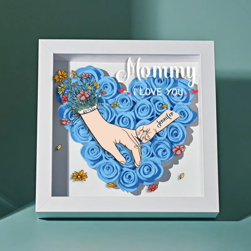 Custom Family Love Blooms Forever Personalized Mom & Grandma Flower Shadow Box with Names Mother's Day Gifts
