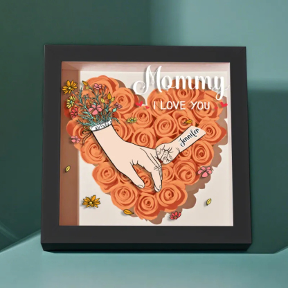 Custom Family Love Blooms Forever Personalized Mom & Grandma Flower Shadow Box with Names Mother's Day Gifts