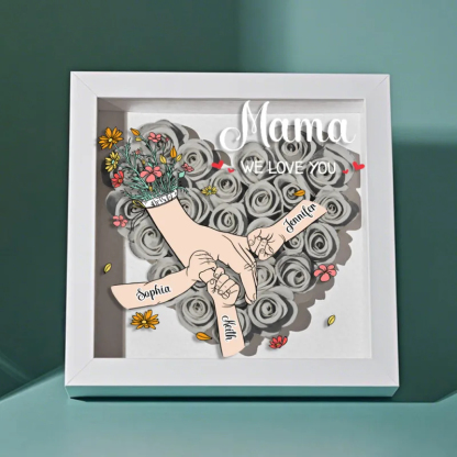 Custom Family Love Blooms Forever Personalized Mom & Grandma Flower Shadow Box with Names Mother's Day Gifts