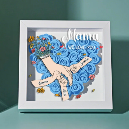 Custom Family Love Blooms Forever Personalized Mom & Grandma Flower Shadow Box with Names Mother's Day Gifts