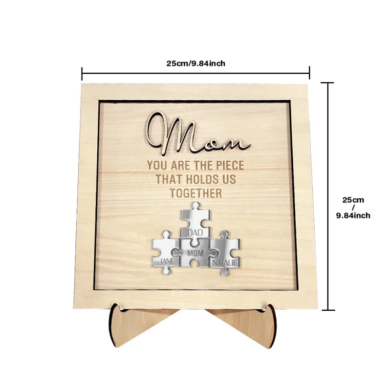 You Are the Piece That Holds Us Together Personalized Mom Puzzle Plaque Mother's Day Gift
