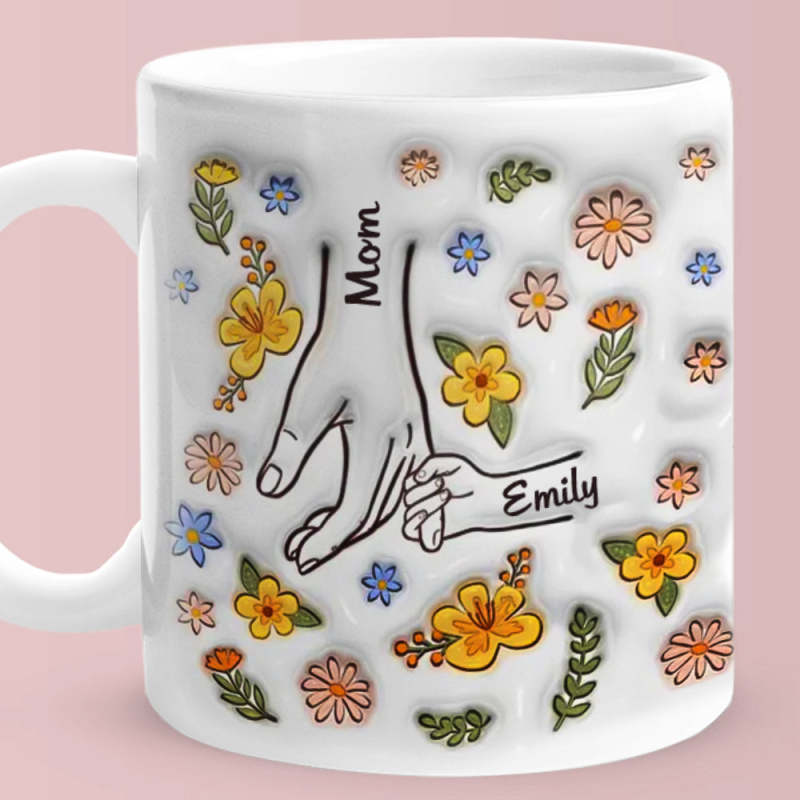 Personalized Custom 3D Inflated Effect Printed Mug You Hold Our Hands Also Our Hearts Gift For Mom Grandma-pawsmeowz