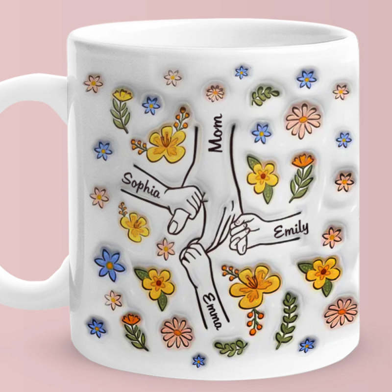Personalized Custom 3D Inflated Effect Printed Mug You Hold Our Hands Also Our Hearts Gift For Mom Grandma-pawsmeowz