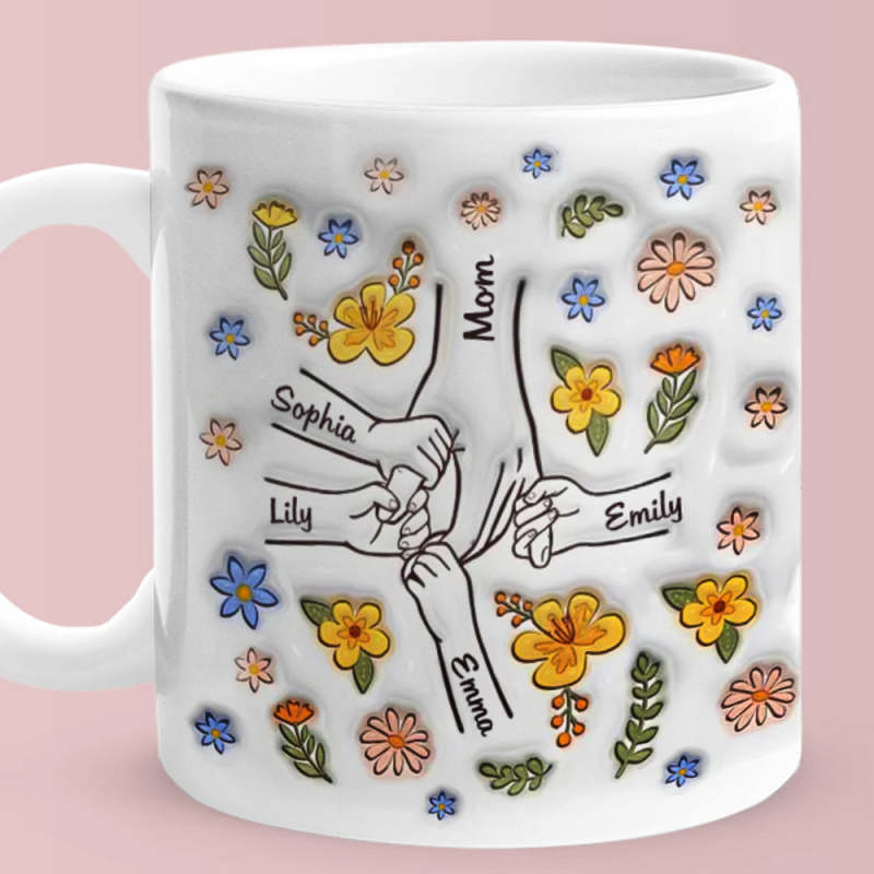 Personalized Custom 3D Inflated Effect Printed Mug You Hold Our Hands Also Our Hearts Gift For Mom Grandma-pawsmeowz