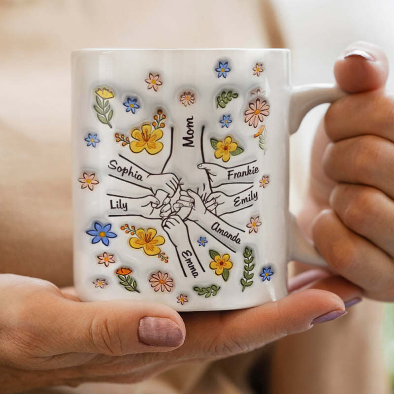 Personalized Custom 3D Inflated Effect Printed Mug You Hold Our Hands Also Our Hearts Gift For Mom Grandma-pawsmeowz