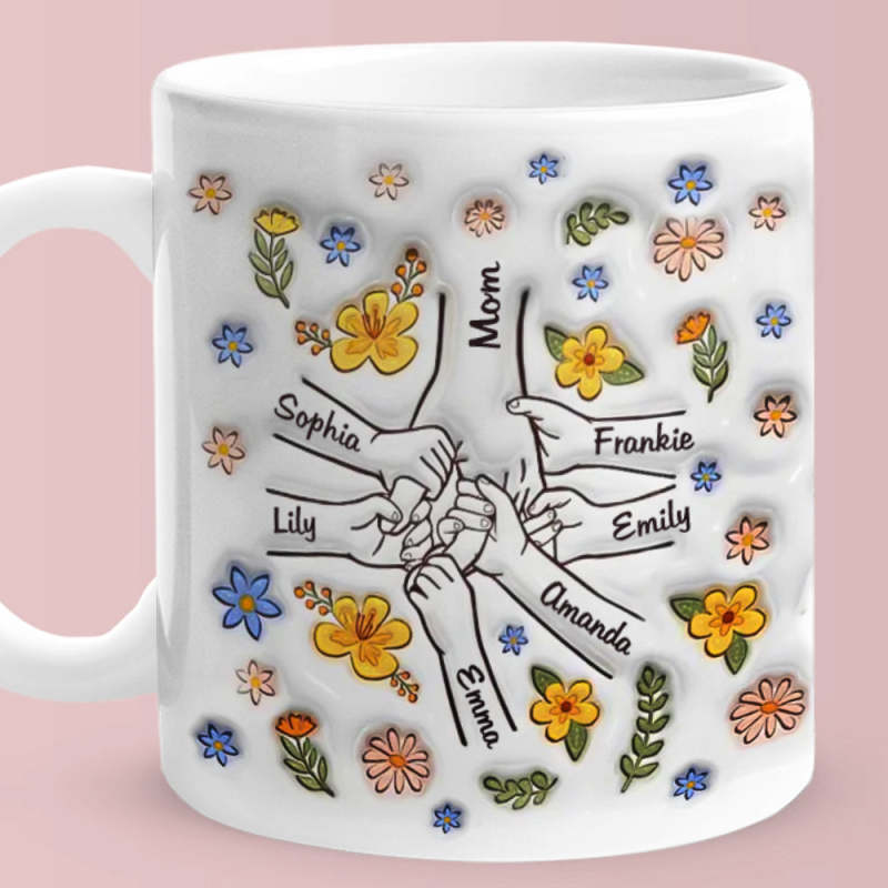 Personalized Custom 3D Inflated Effect Printed Mug You Hold Our Hands Also Our Hearts Gift For Mom Grandma-pawsmeowz