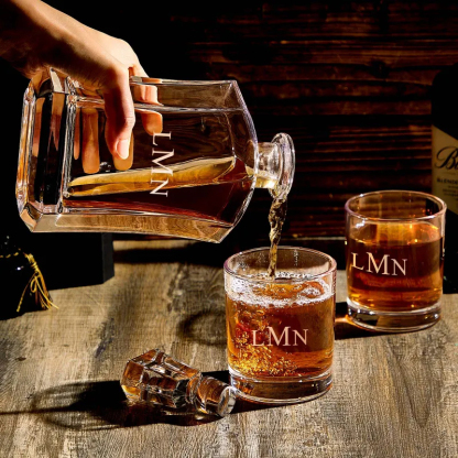 Personalized Decanter Set with 2 Whiskey Glasses Gifts For Friends Gifts For Him