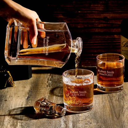 Personalized Decanter Set with 2 Whiskey Glasses Gifts For Friends Gifts For Him