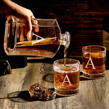 Personalized Decanter Set with 2 Whiskey Glasses Gifts For Friends Gifts For Him
