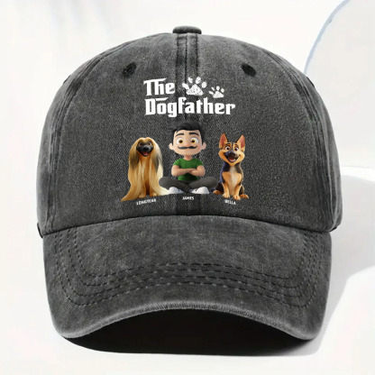 Cool Dog Father - Personalized Custom Vintage Washed Denim Cap