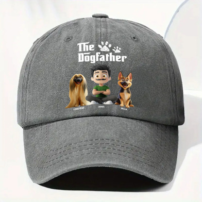 Cool Dog Father - Personalized Custom Vintage Washed Denim Cap