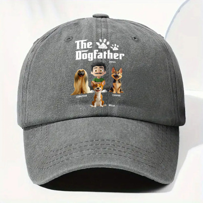 Cool Dog Father - Personalized Custom Vintage Washed Denim Cap
