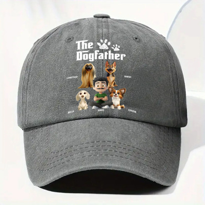 Cool Dog Father - Personalized Custom Vintage Washed Denim Cap