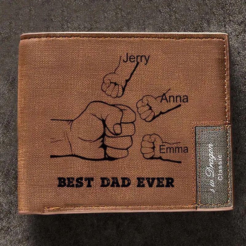 Father's Day Gifts Custom Wallet Personalized Fists Wallet Men's Bifold Wallet for Dad