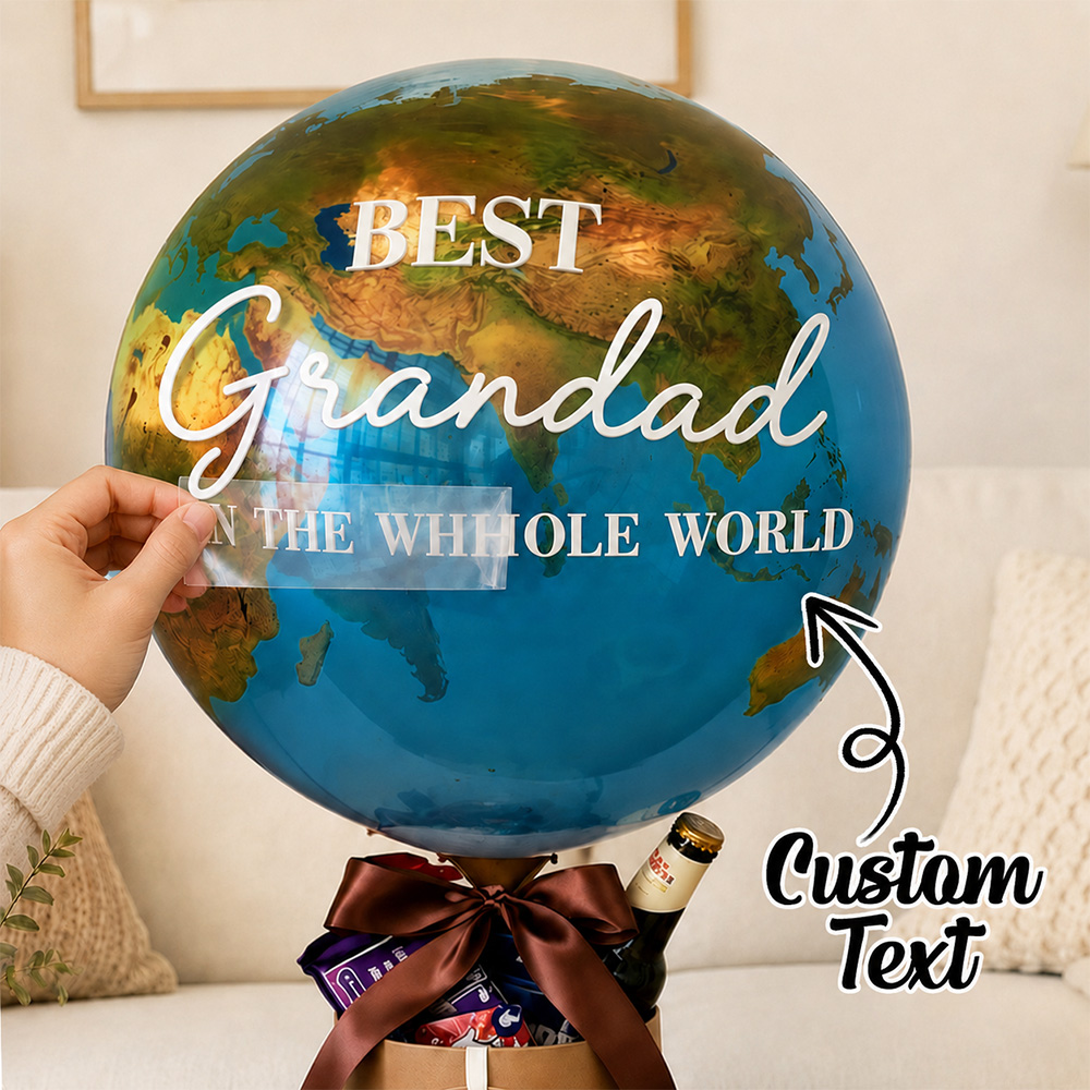 Best Dad In The Whole World Balloon Personalized Earth-Shaped Balloon Set Father's Day Gift for Dad or for Grandpa