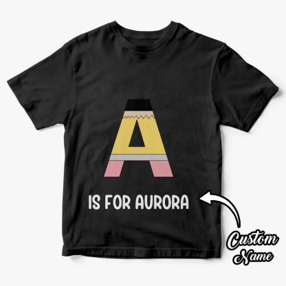 Personalized Back to School Pencil T-shirt First Day of School Shirt Gift for Kids
