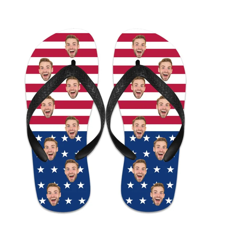 Custom American Flip Flops Personalized Flip Flops Summer Beach Slide Sandals