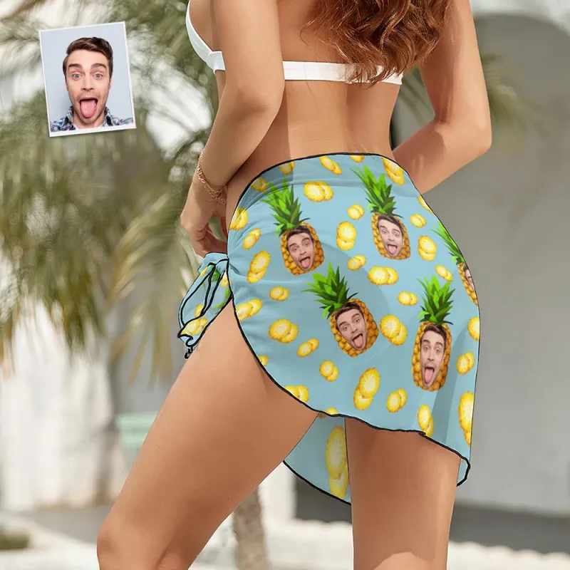 Custom Face Beach Wrap Women Short Sarongs - Pineapple