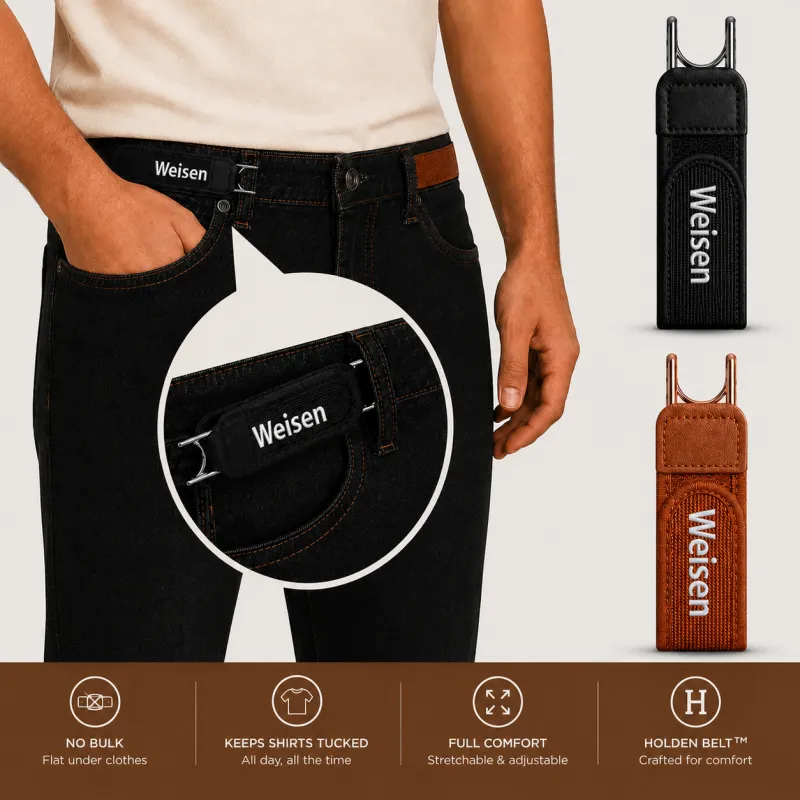 Metal Hook Elastic Belt Unisex Adjustable Buckle-Less Invisible Waist Belts