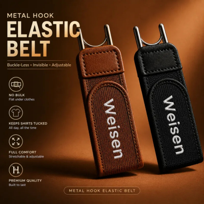 Metal Hook Elastic Belt Unisex Adjustable Buckle-Less Invisible Waist Belts