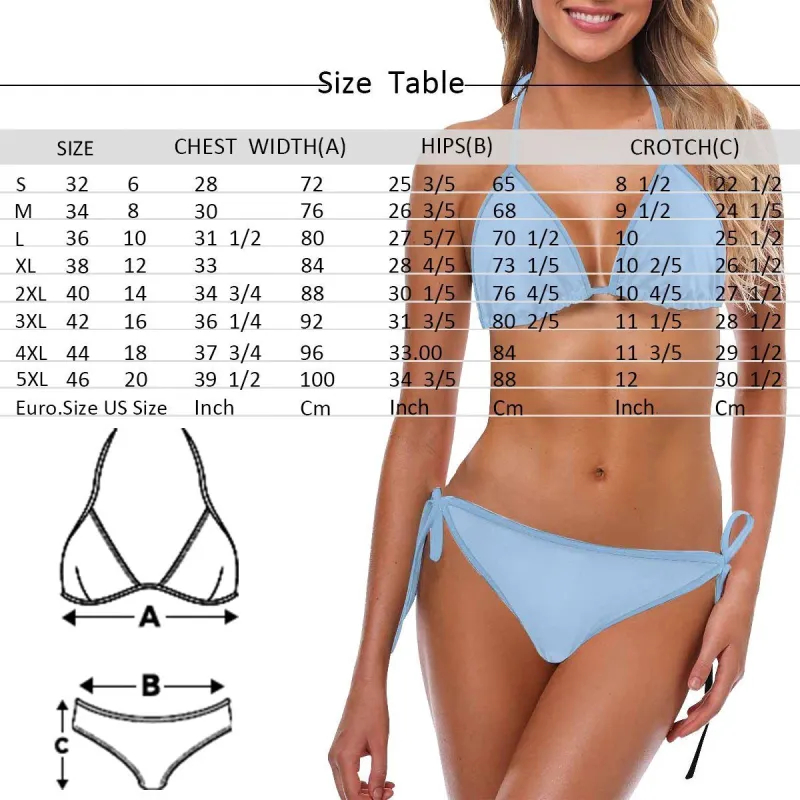 Custom Face Bikini Women's Sexy Photo Segmented Swimsuit - Heart