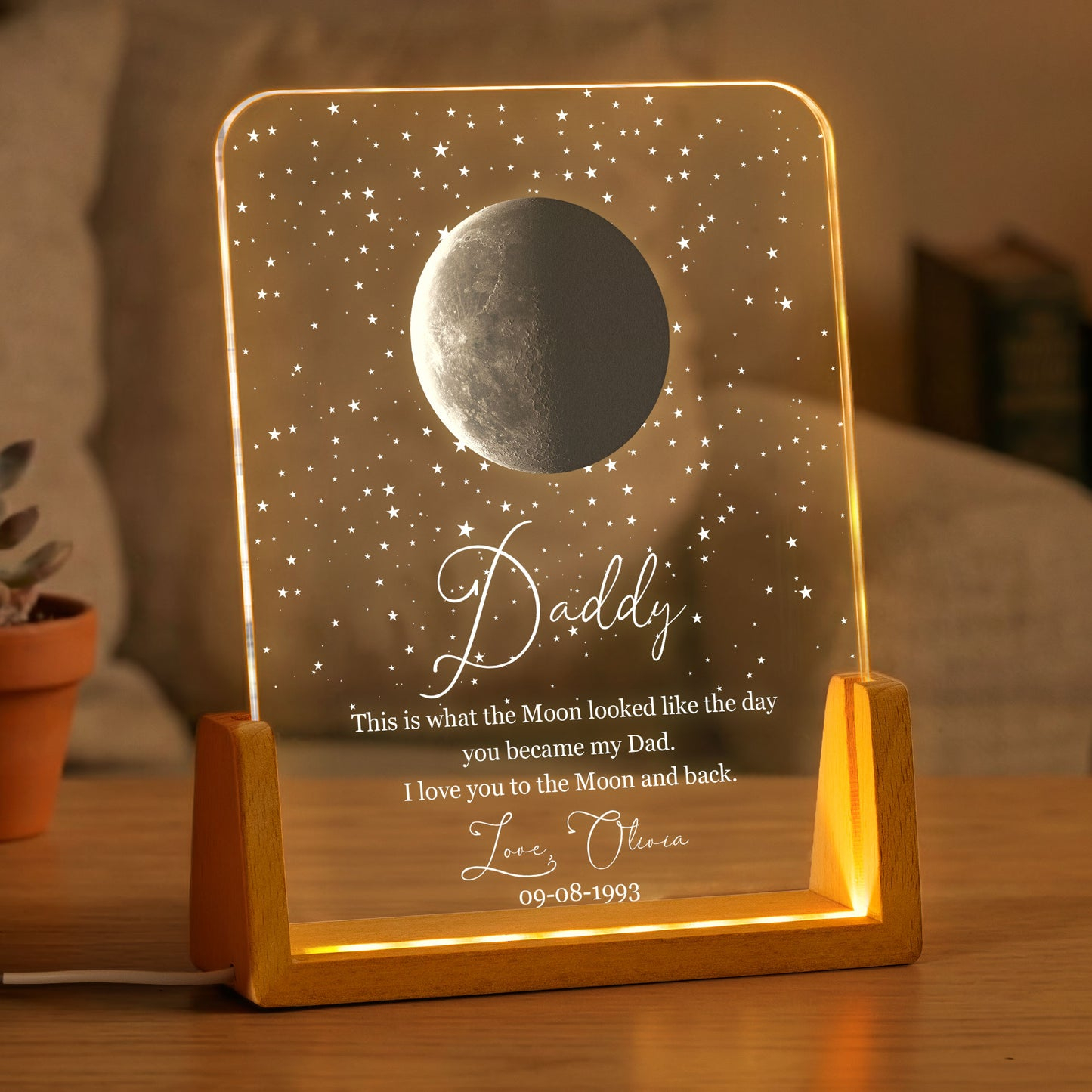 Father's Day Gifts, Custom Moon Phase By Date Gift For Dad Father's Day Keepsake - Personalized Night Light