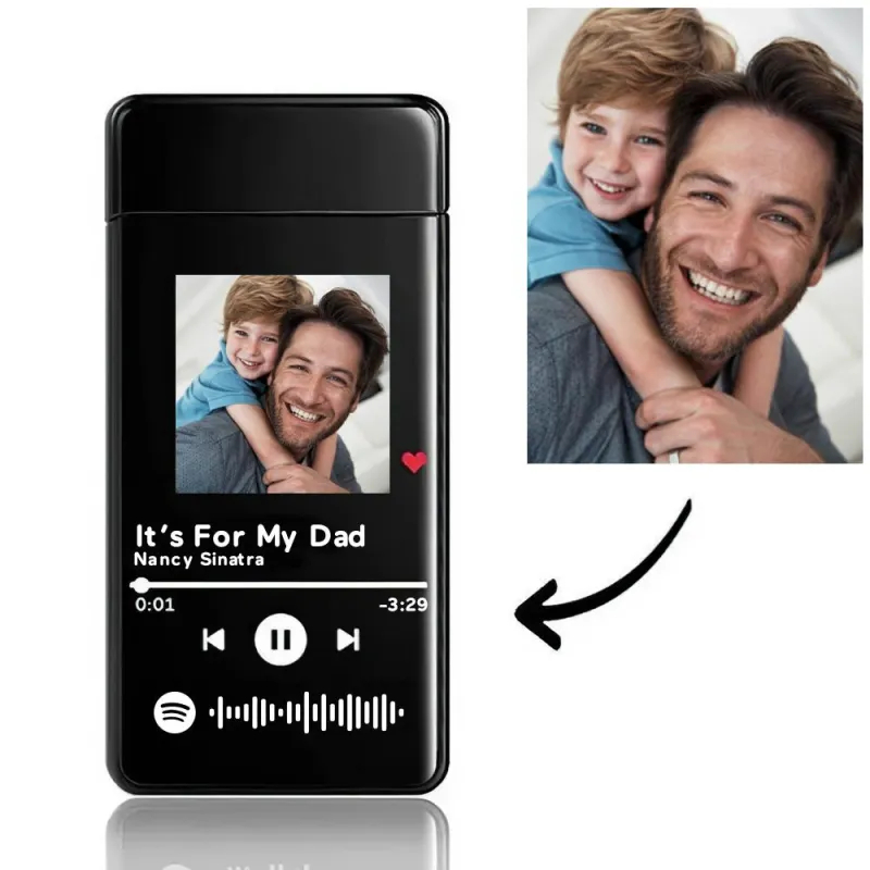 Custom Gift For Dad Custom Spotify Code Lighter Engraved Music Song Photo Lighter