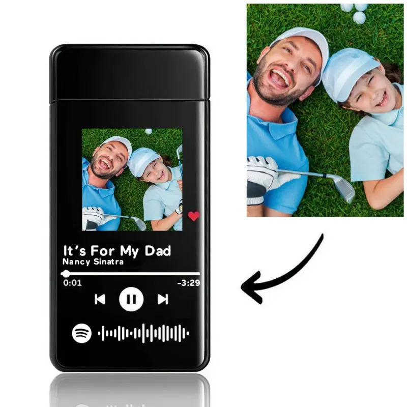 Custom Gift For Dad Custom Spotify Code Lighter Engraved Music Song Photo Lighter