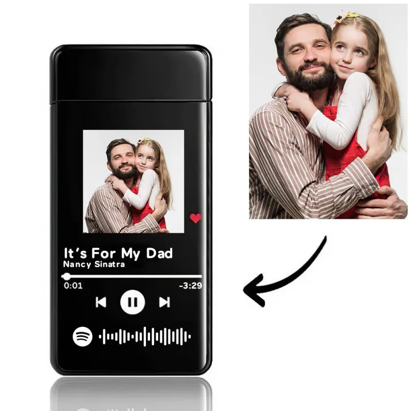 Custom Gift For Dad Custom Spotify Code Lighter Engraved Music Song Photo Lighter