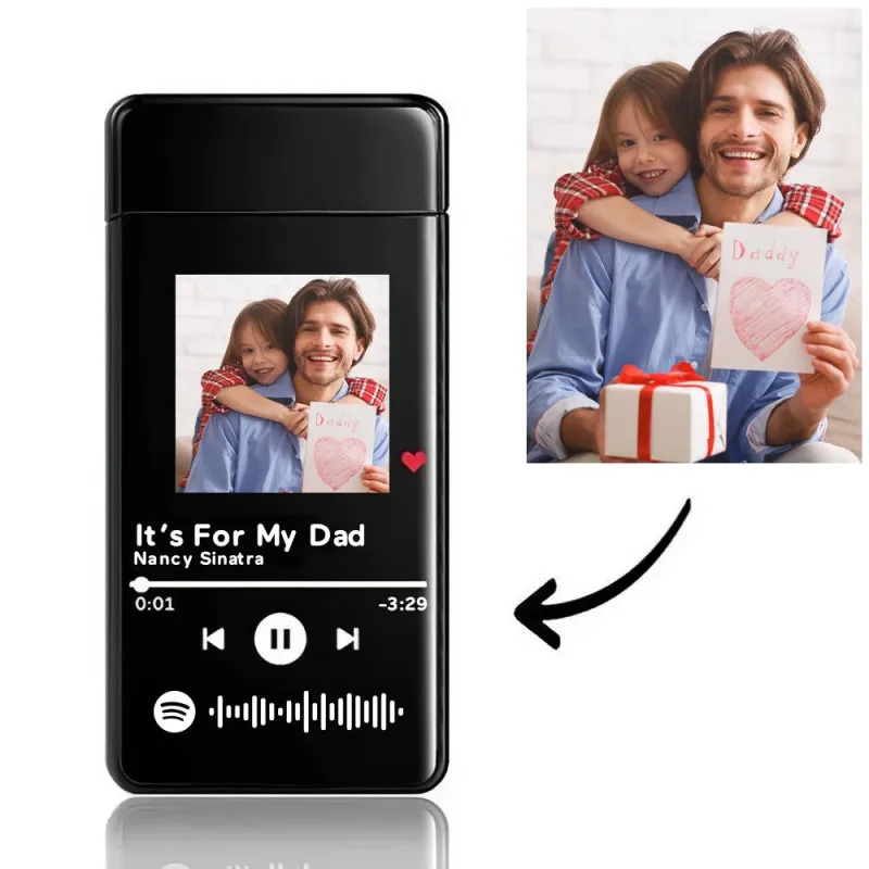Custom Gift For Dad Custom Spotify Code Lighter Engraved Music Song Photo Lighter