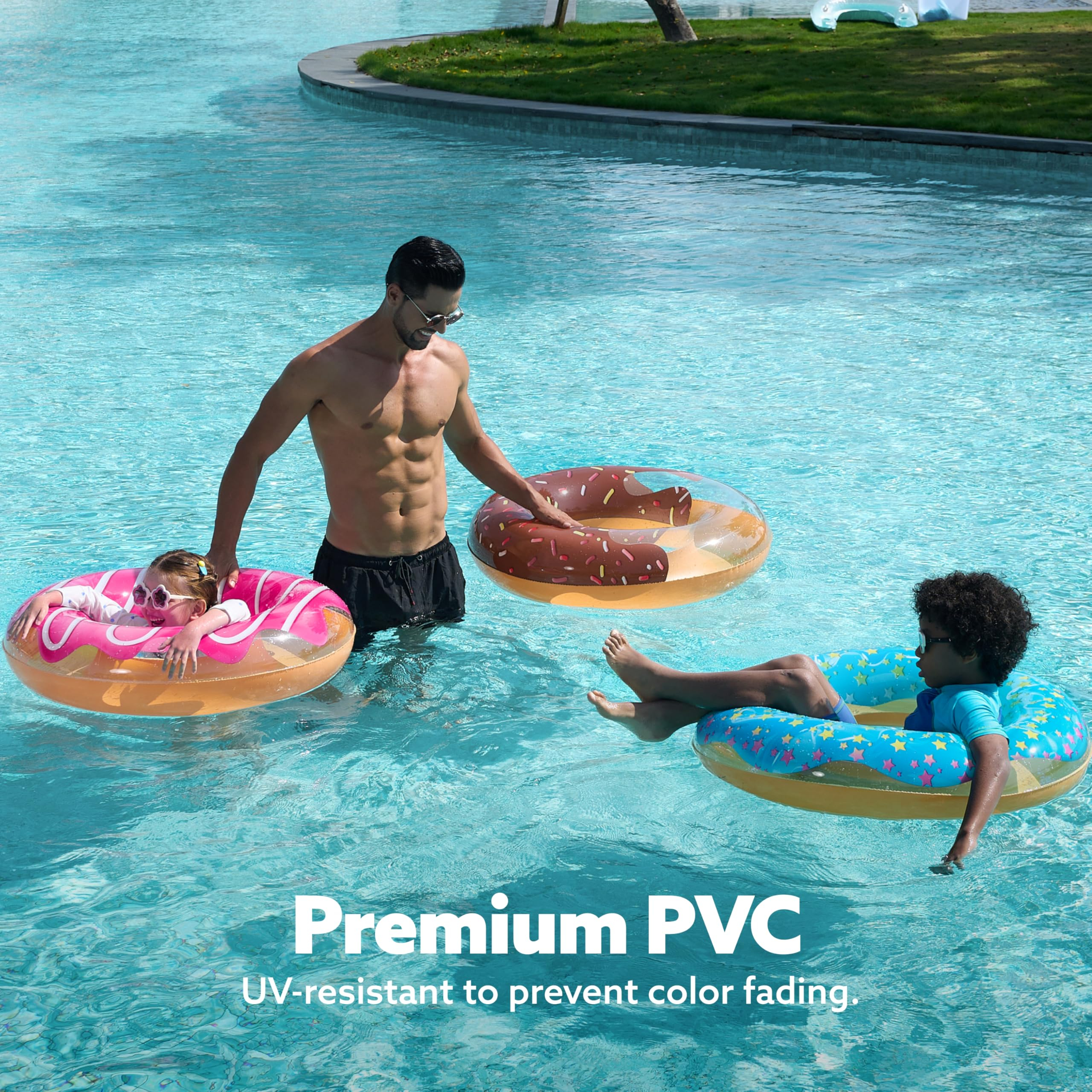 3 Pack Pool Floats, Pool Tube for Kids Swim Rings Inflatable Tubes, Unicorn Sea Animal Tubes Floatie Ring Water Toys for Swimming, Summer Beach Party
