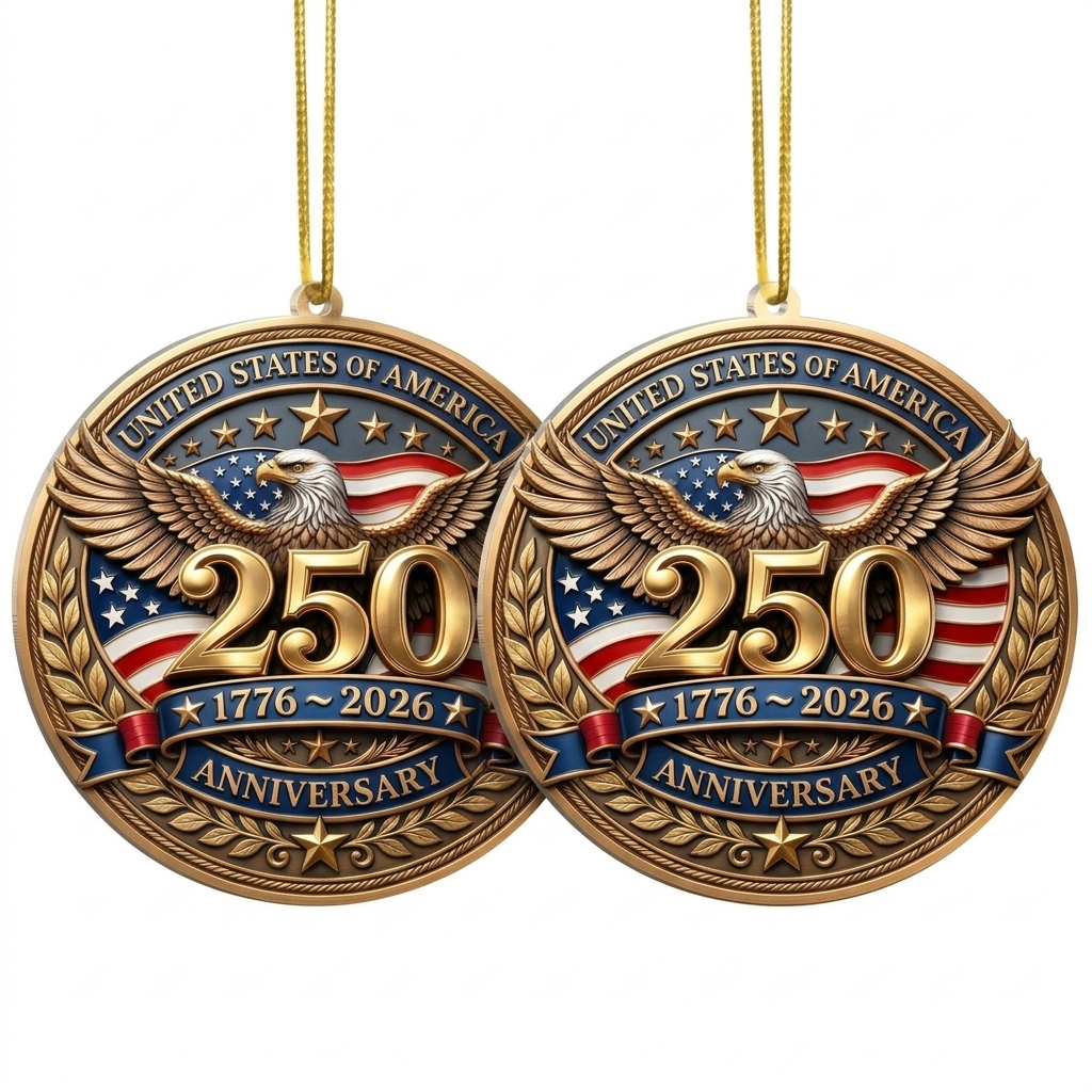 250 Anniversary USA Ornament, 2D Acrylic America 250 Merchandise, Fourth of July Decorations, Patriotic Decor, USA 250th Anniversary 4th of July Gifts, America 250th Birthday Gifts - Eagle 250