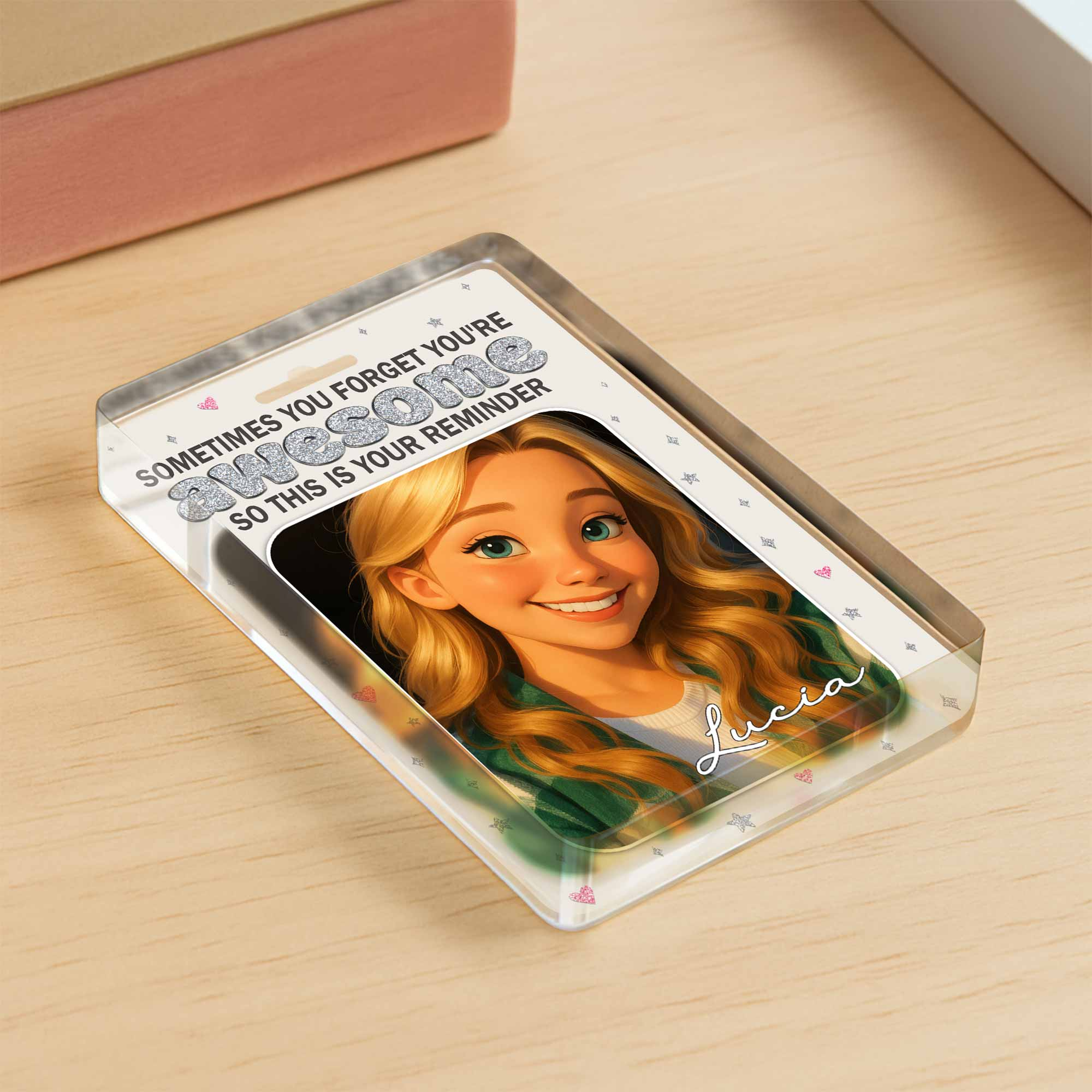 Animated Girl Portrait Personalized Acrylic Plaque Gift For Daughter and Friends - Sometimes You Forget You're Awesome
