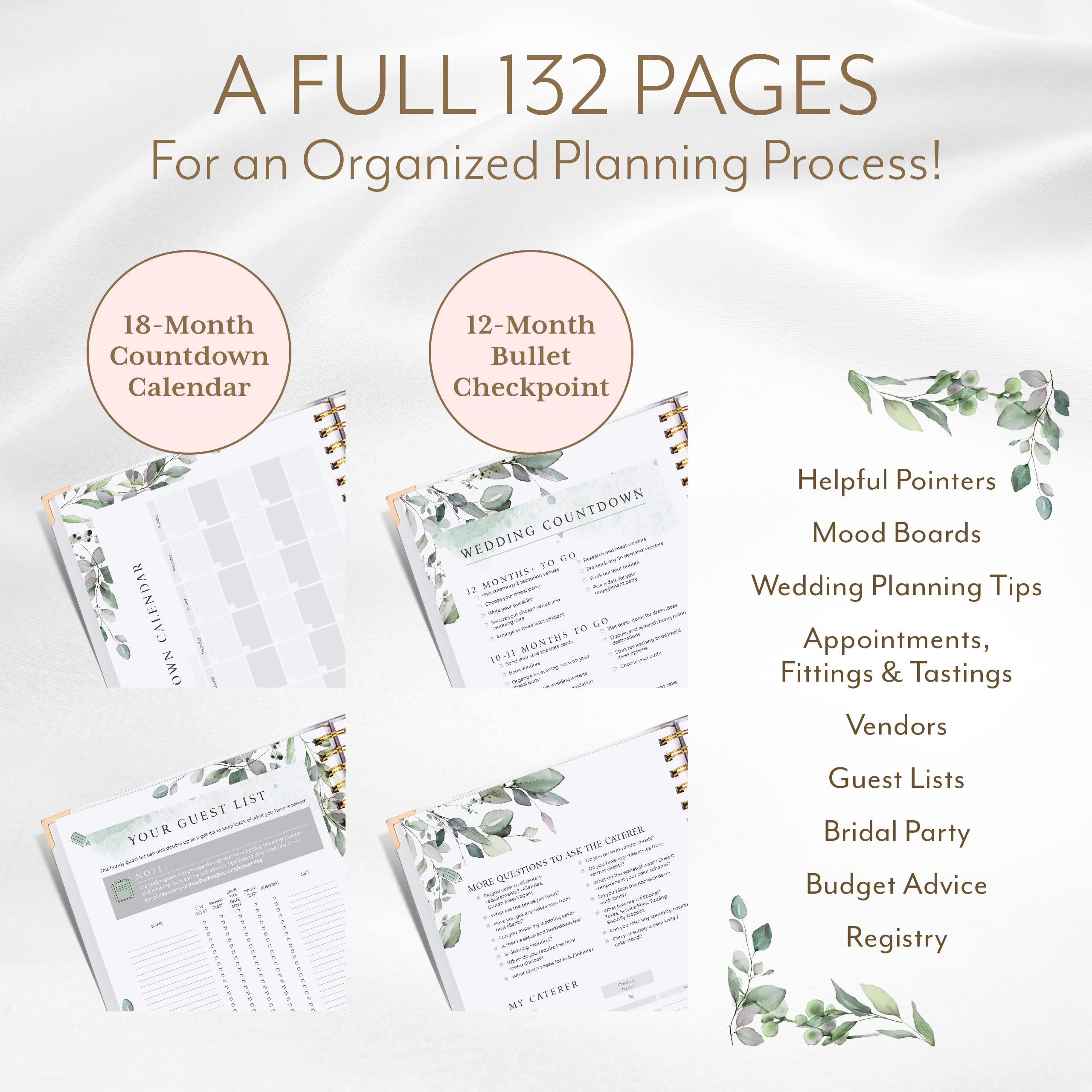 Wedding Planner Book and Organizer - Wedding Planner Book - Bridal Planning Binder with Countdown Calendar - Bride Gifts