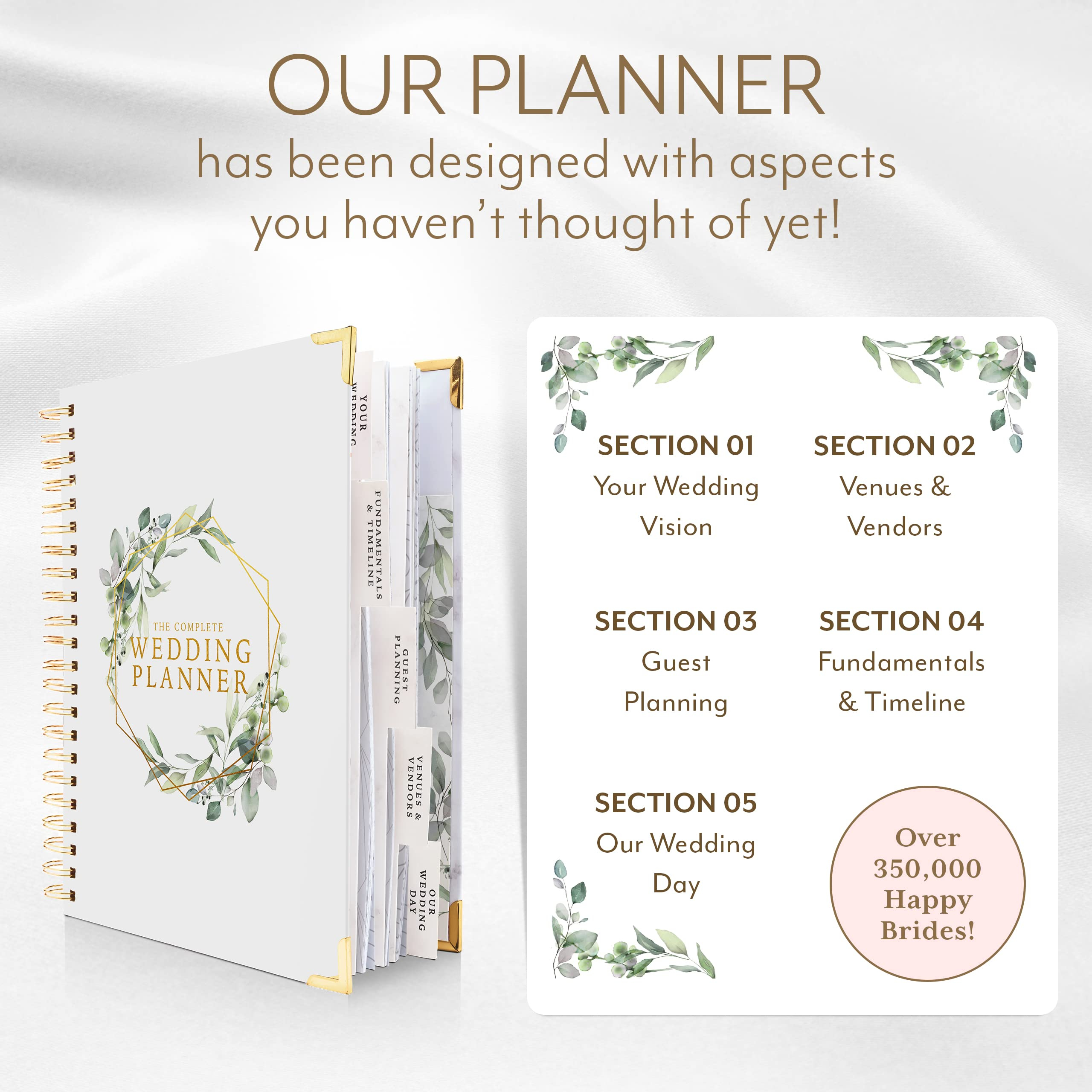 Wedding Planner Book and Organizer - Wedding Planner Book - Bridal Planning Binder with Countdown Calendar - Bride Gifts
