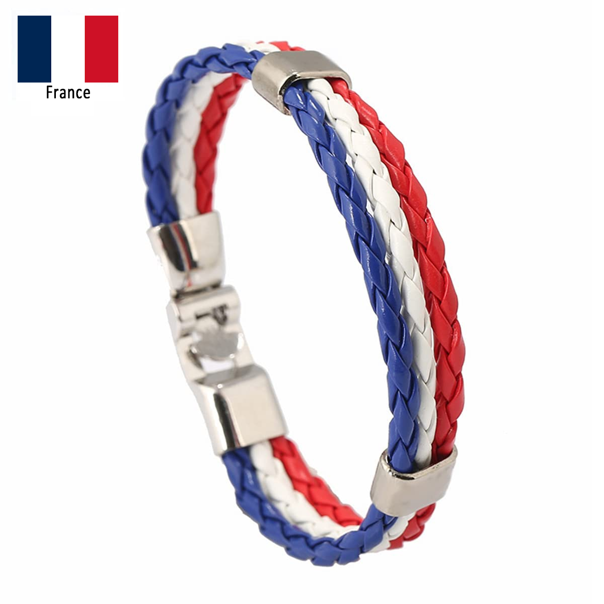 Flag Leather Bracelet Multicolor National Flag PU Leather Bracelet Wrap Bangle with Alloy Clasp for Women Men Wristband Jewelry
