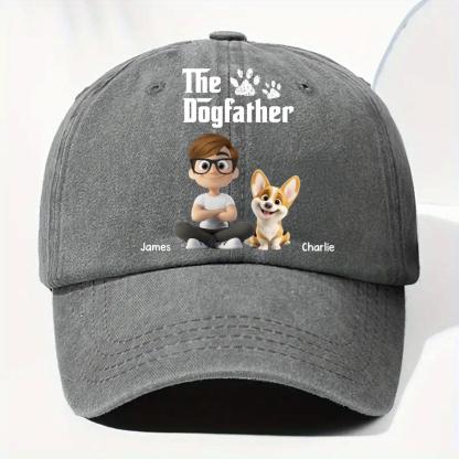 Cool Dog Father - Personalized Custom Vintage Washed Denim Cap