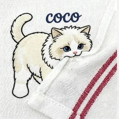 Personalized Dog & Cat Embroidered Hand Towel – Custom Pet Name Towel for Bathroom & Kitchen