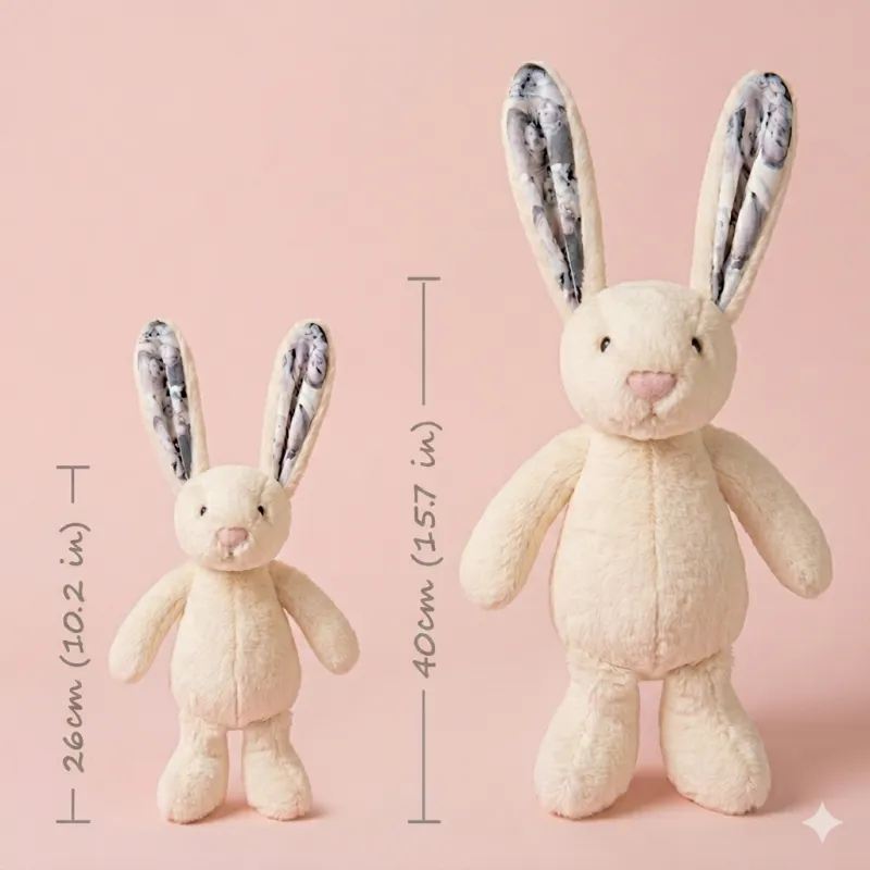 Custom Photo Bunny Plush with Personalized Name Embroidery & Hidden Ear Picture – Cute Bunny Gift for Couples, Anniversary Gifts