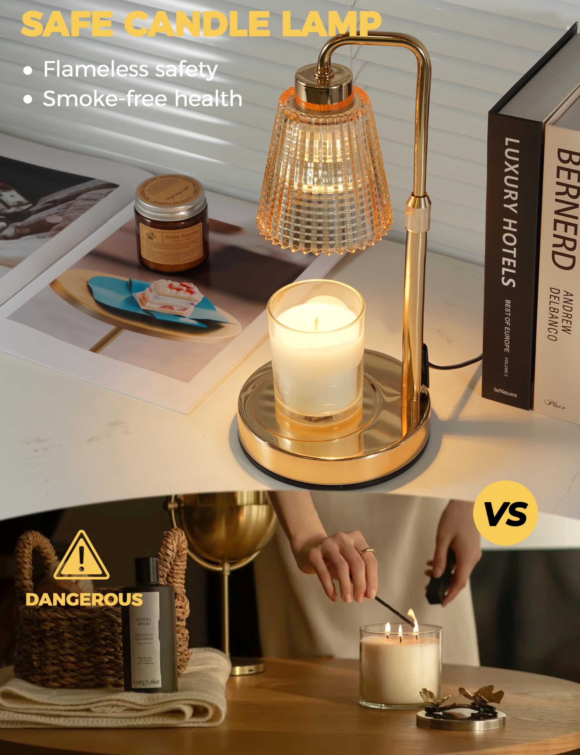 Candle Warmer Lamp with Cycle Timer, Birthday Gifts for Women Mom Her, House Warming Gifts New Home Room Decor, Wax Melt Warmer for Jar Candles with 2 Bulbs
