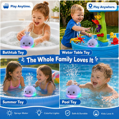 Bath Toys for Kids, Baby Bath Toys, Pool Water Toys for Toddlers, Babies Boy Girl Gifts, Light Up Whale Bath Toy Sprinkler, Birthday Bathtub Fountain Toy