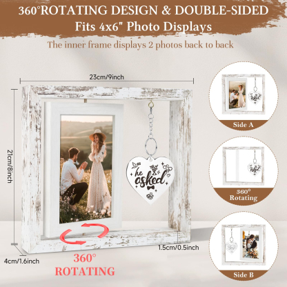 Wedding Gifts for Couples 2026, Engagement Gifts for Couples, Personalized Mr and Mrs Wedding Gift for Newlyweds, Bridal Shower Gift for Bride to Be, Rotating Floating Wedding Picture Frame