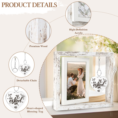 Wedding Gifts for Couples 2026, Engagement Gifts for Couples, Personalized Mr and Mrs Wedding Gift for Newlyweds, Bridal Shower Gift for Bride to Be, Rotating Floating Wedding Picture Frame