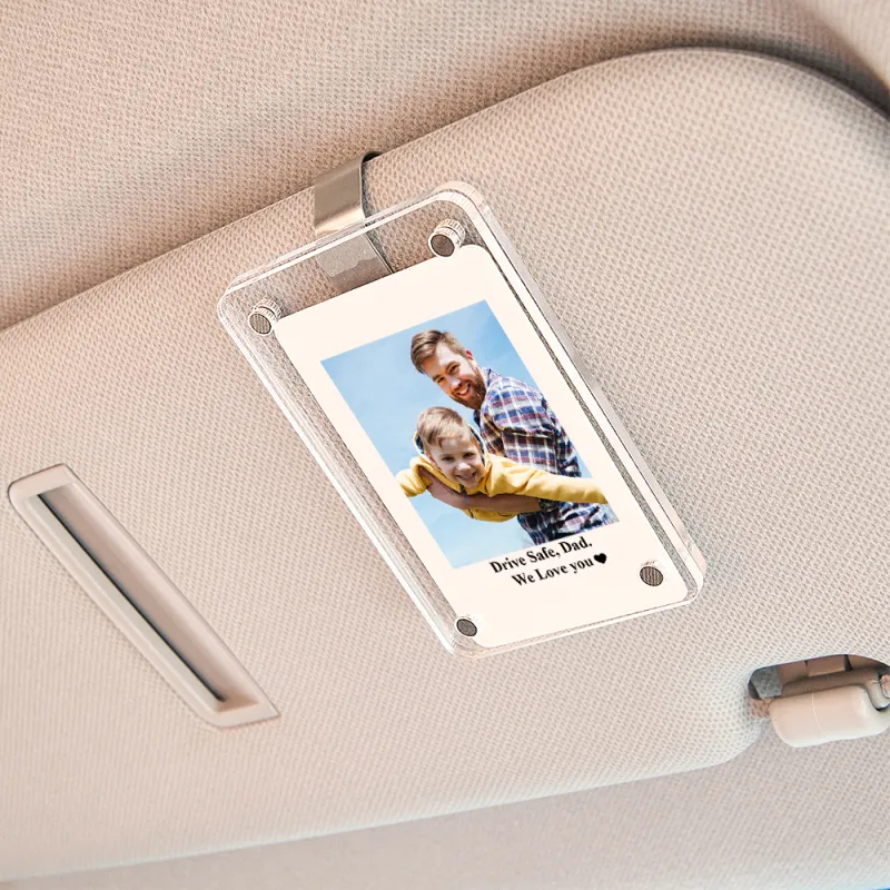 Custom Photo Car Visor Clip Personalized Photo Text Acrylic Father's Day Gift for Him