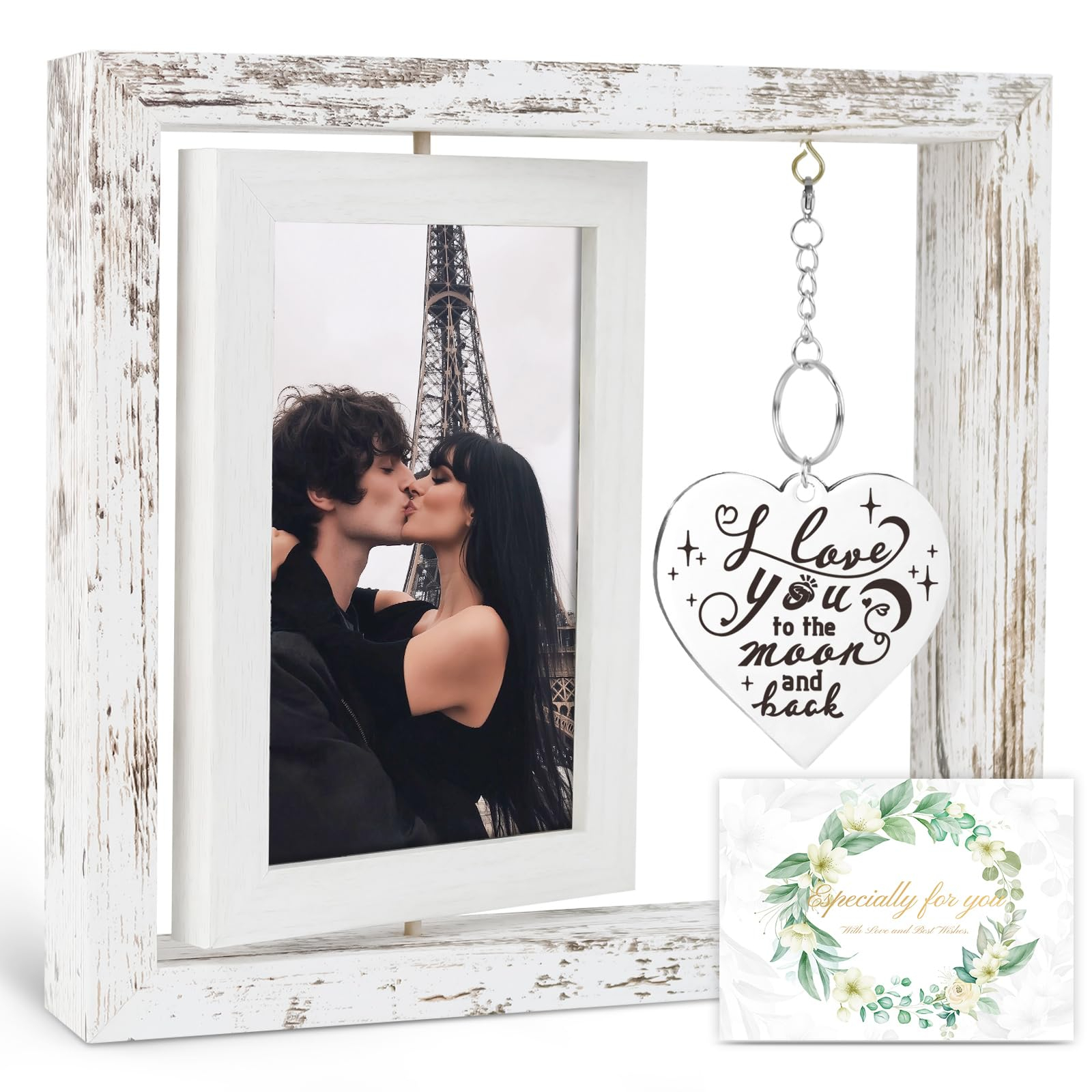 Wedding Gifts for Couples 2026, Engagement Gifts for Couples, Personalized Mr and Mrs Wedding Gift for Newlyweds, Bridal Shower Gift for Bride to Be, Rotating Floating Wedding Picture Frame