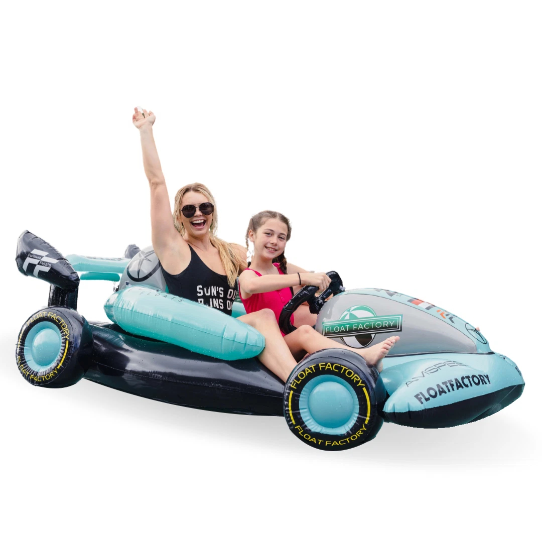 Formula Float | Race Car Winter Sled & Pool Float for Adults, Kids & Family | Giant Inflatable Toy Floatie | Summer & Winter Accessory | Durable & Heavy Duty Lounger