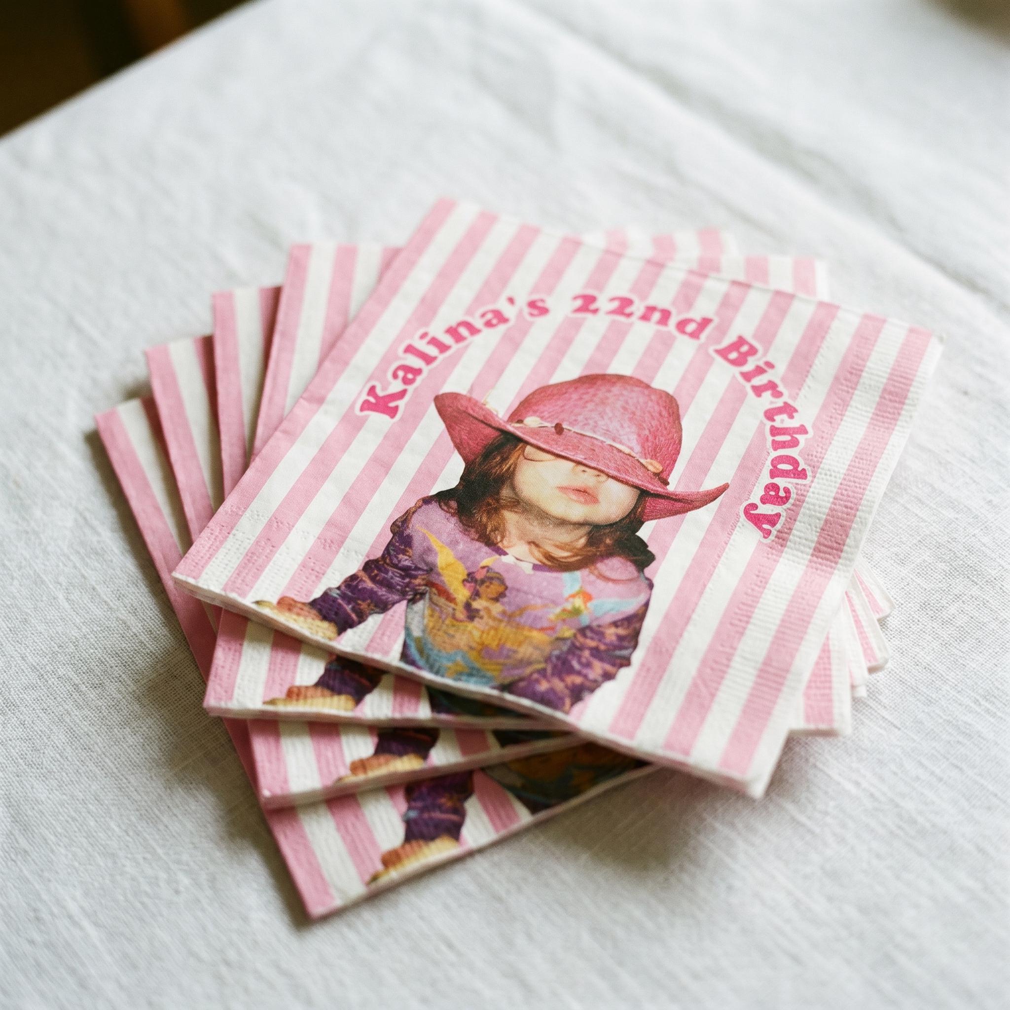 Custom Napkins with Photo - Personalized Napkins for Birthday Party Cocktail Napkins - Birthday Decorations Party Decor