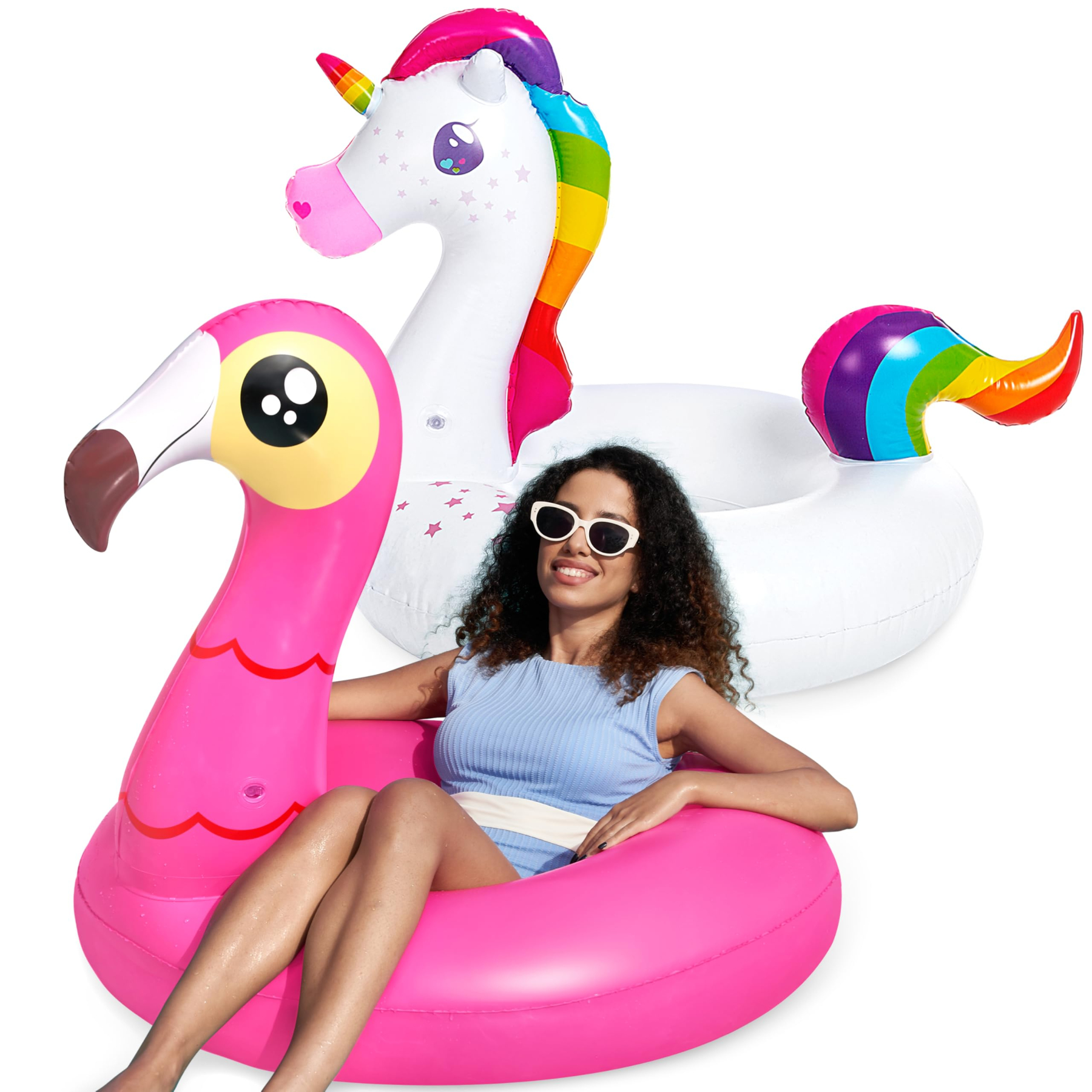 Flamingo Unicorn Pool Float - Fun Floaties Inflatable Swimming Pool Tubes Toys Party Decorations, Summer Vacation Lake Beach Floaty Swim Rings Raft Lounger for Adults & Kids