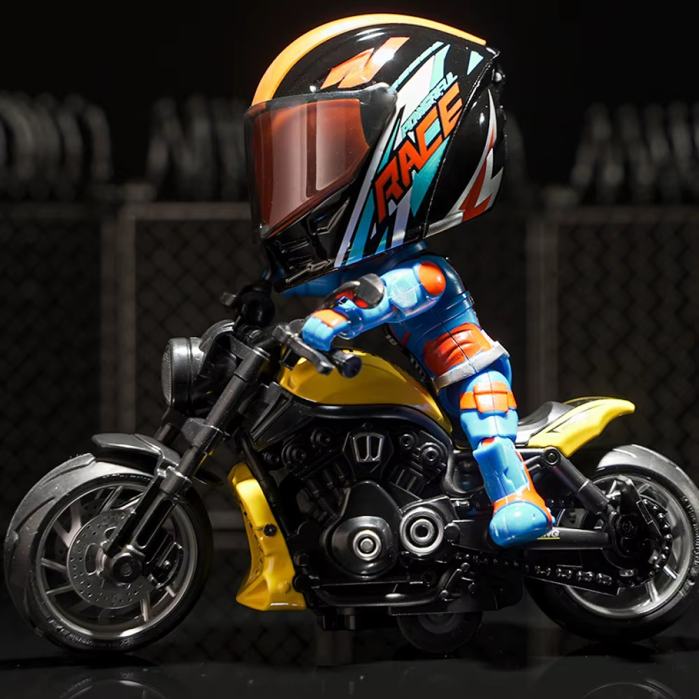 Transforming Motorcycle Action Figure Collectible Rider Toy With Movable Joints Standing Poseable Mini Motorbike Figurine Birthday Anniversary Gift For Him
