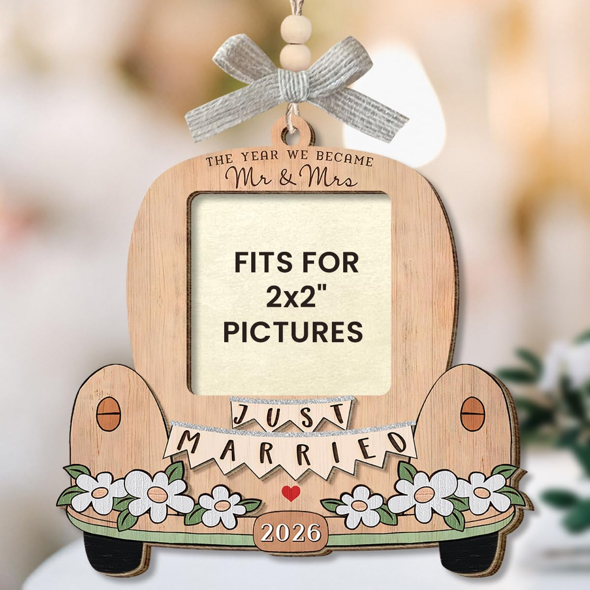 Personalized Wedding Gifts for Couples 2026 - Engagement Gift for Him Her, Bridal Shower Gift for Bride, Newly Wed Gifts for Mr and Mrs Couple, Custom Wooden Ornaments with Picture